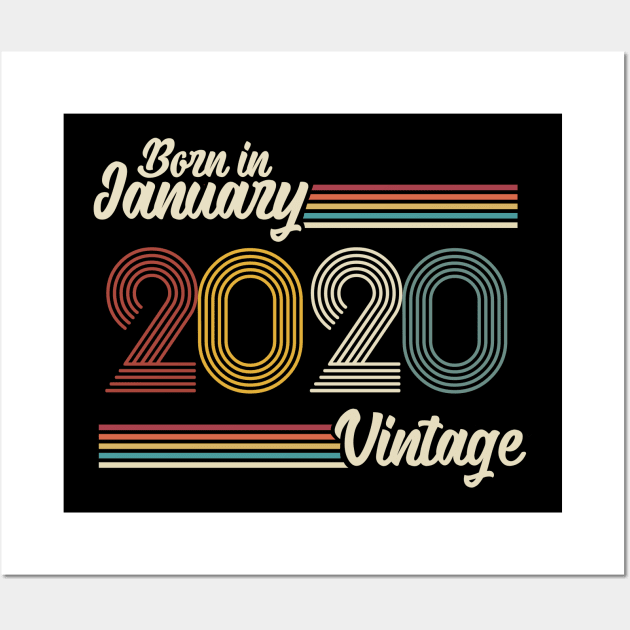 Vintage Born in January 2020 Wall Art by Jokowow